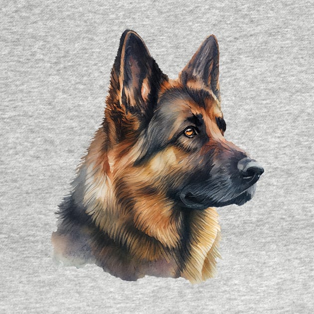 Watercolor Portrait of German Shepard Dog by KOTOdesign